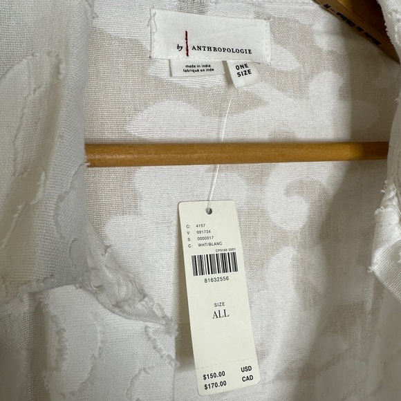 Anthropologie Textured Collared Kimono in White One Size - Picture 7 of 11